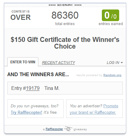 rafflecopter widget contest is over